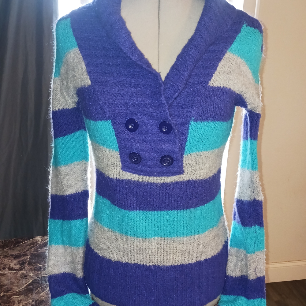 Striped Purple and Blue Women's Sweater